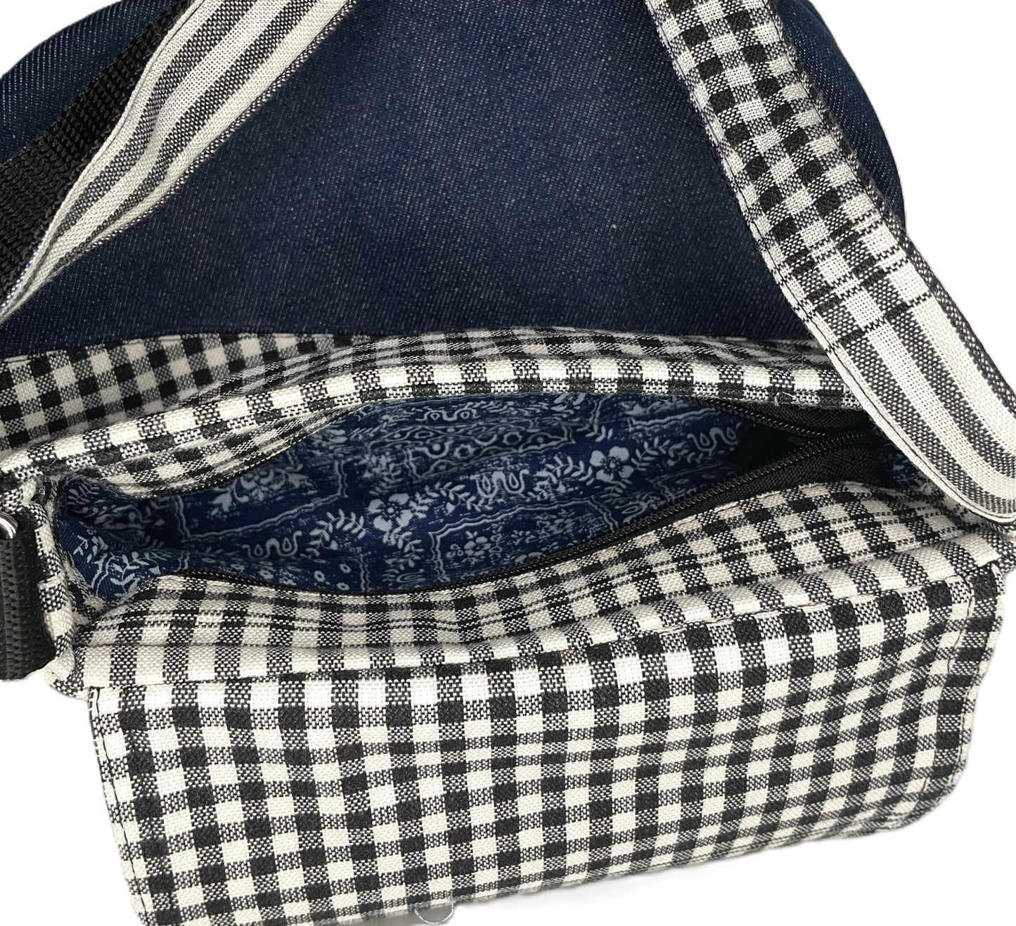 Blue Denim & Black - Small Shoulder Bag