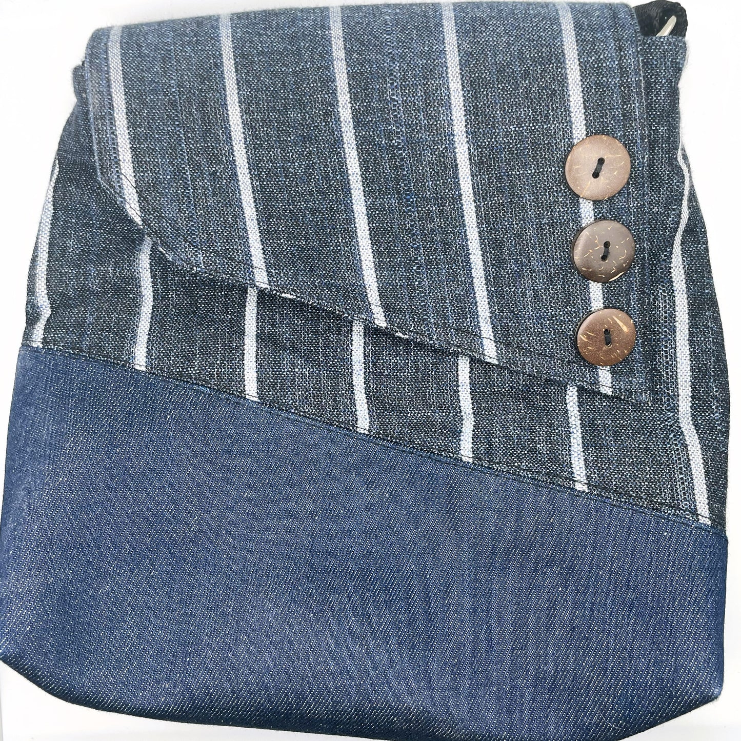Blue Denim Stripes - Small Shoulder Bag