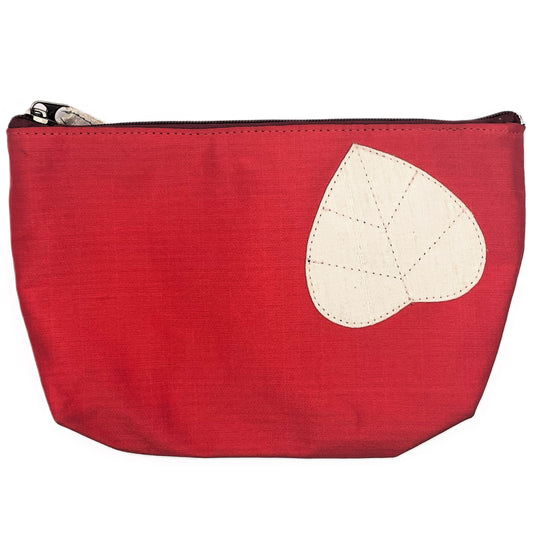 Red Silk Travel Pouch | Purse with Zip
